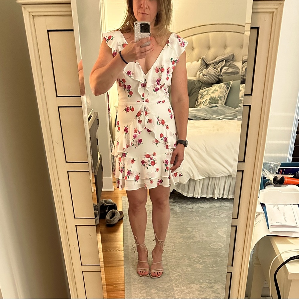 Express floral ruffle mini dress